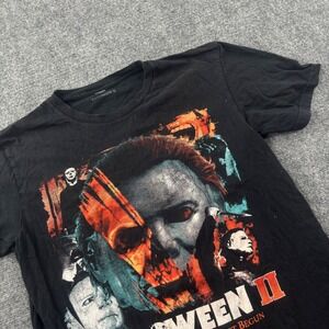 Halloween II T-Shirt M Black Michael Myers Horror Movie Graphic Tee Mens